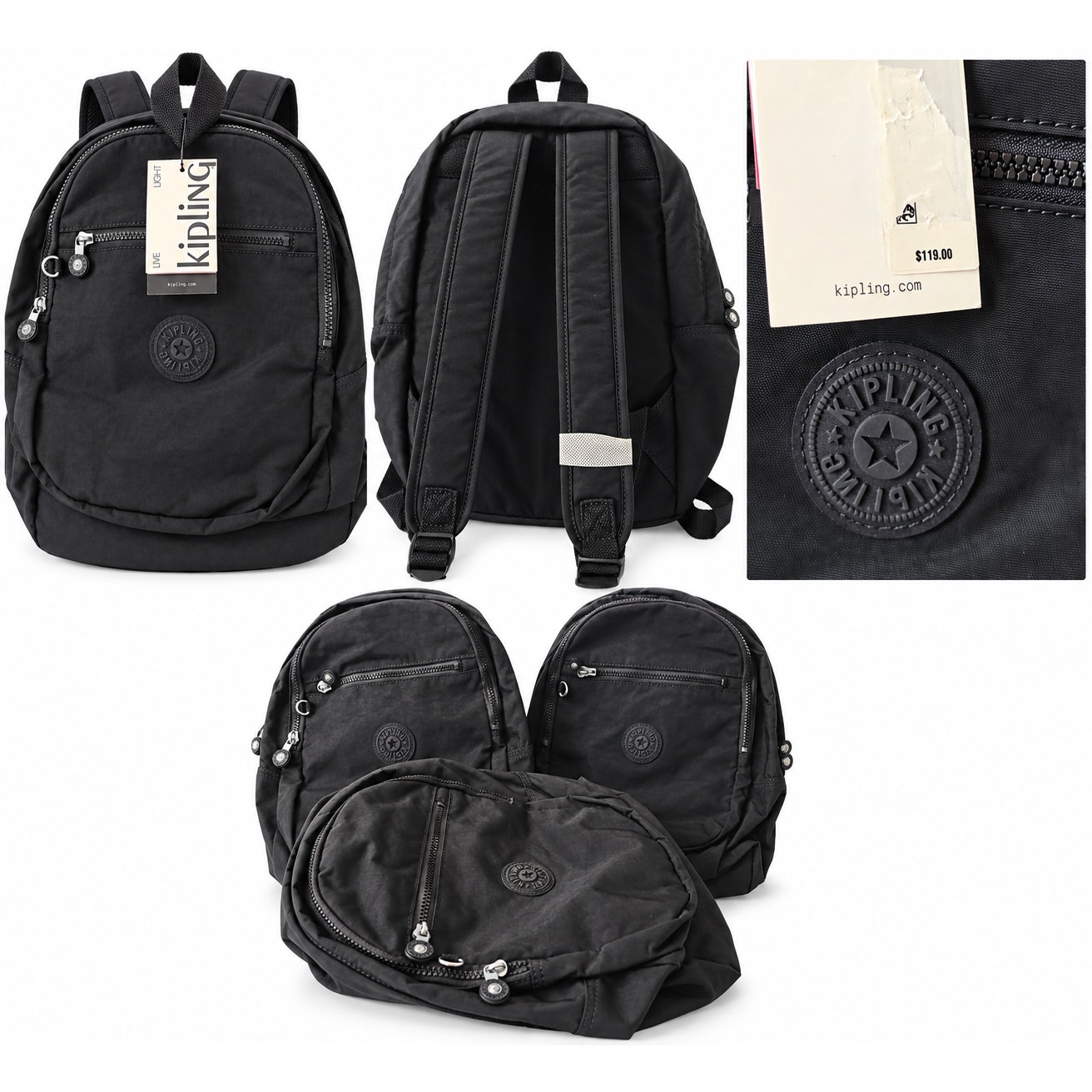 Title: Kipling Black Backpack New With Tags $119 Retail — image 2 of 2